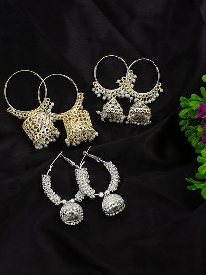 Pack of 3 Hoop Jhumka Earrings