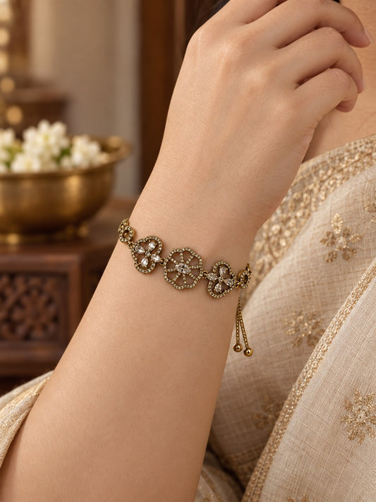 South Indian Gold Plated AD Adjustable Bracelet for Women