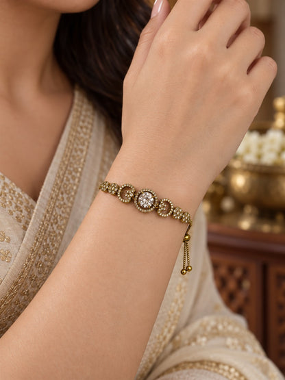 South Indian Gold Plated AD Adjustable Bracelet for Women