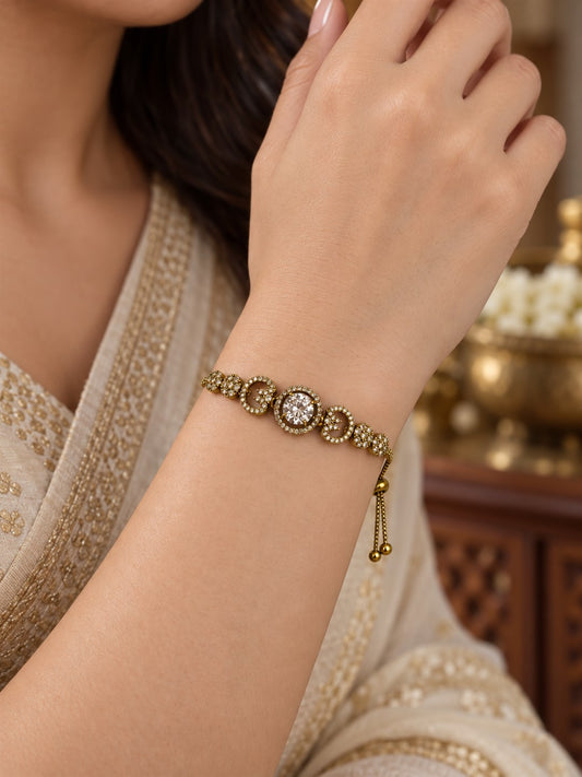 South Indian Gold Plated AD Adjustable Bracelet for Women