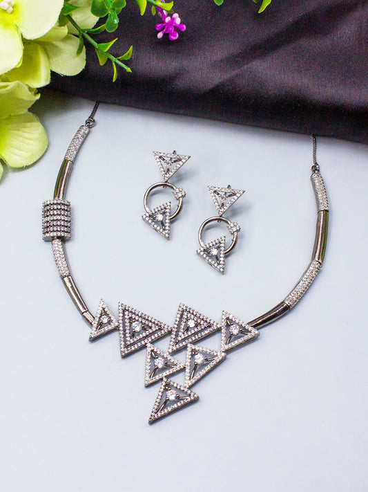 Black Designer AD Jewellery Set