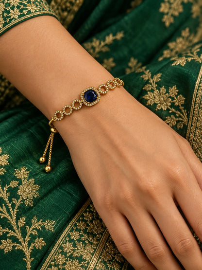 South India Gold Plated Blue AD Bracelet for Women