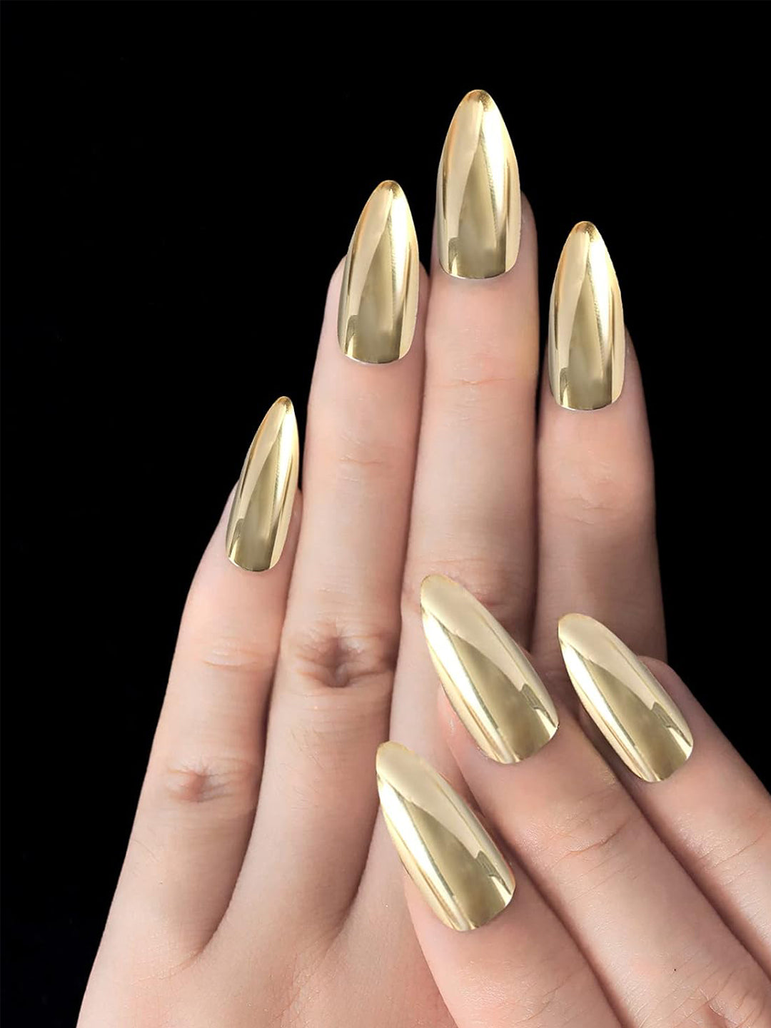 Set Of 12 Reusable Chromatic Fake Nails With Application Kit - Lemon Gold