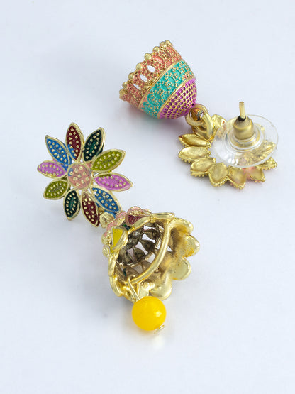 Pack of 2 Multicolor Floral Jhumki Earrings