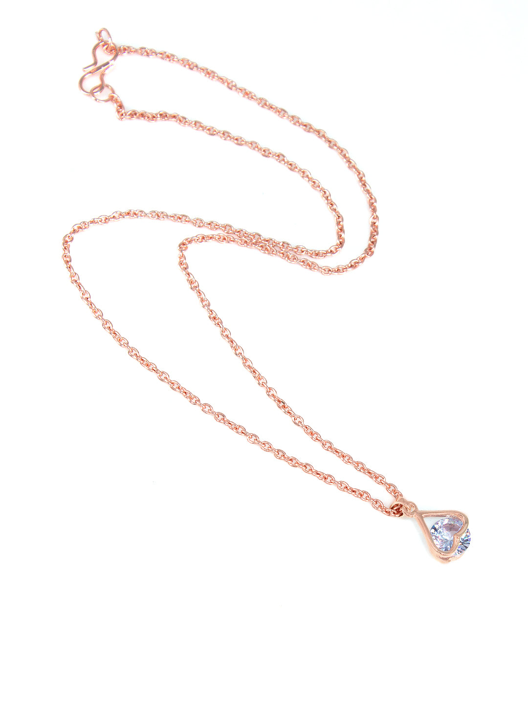 PRIVIU Rose Gold Plated Crystal Charm Pendant Chains Set for Girls (Pack of 5)