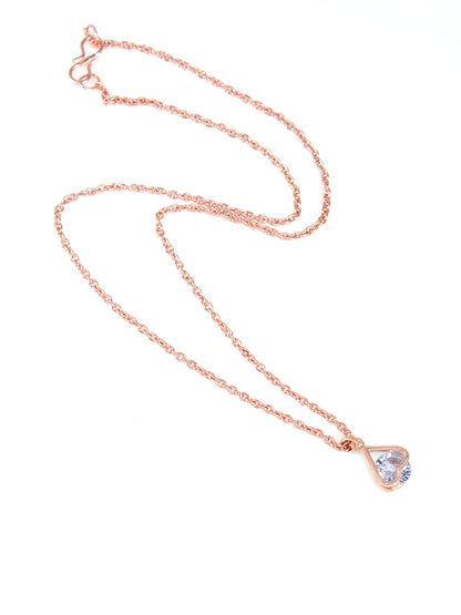 PRIVIU Rose Gold Plated Crystal Charm Pendant Chains Set for Girls (Pack of 5)