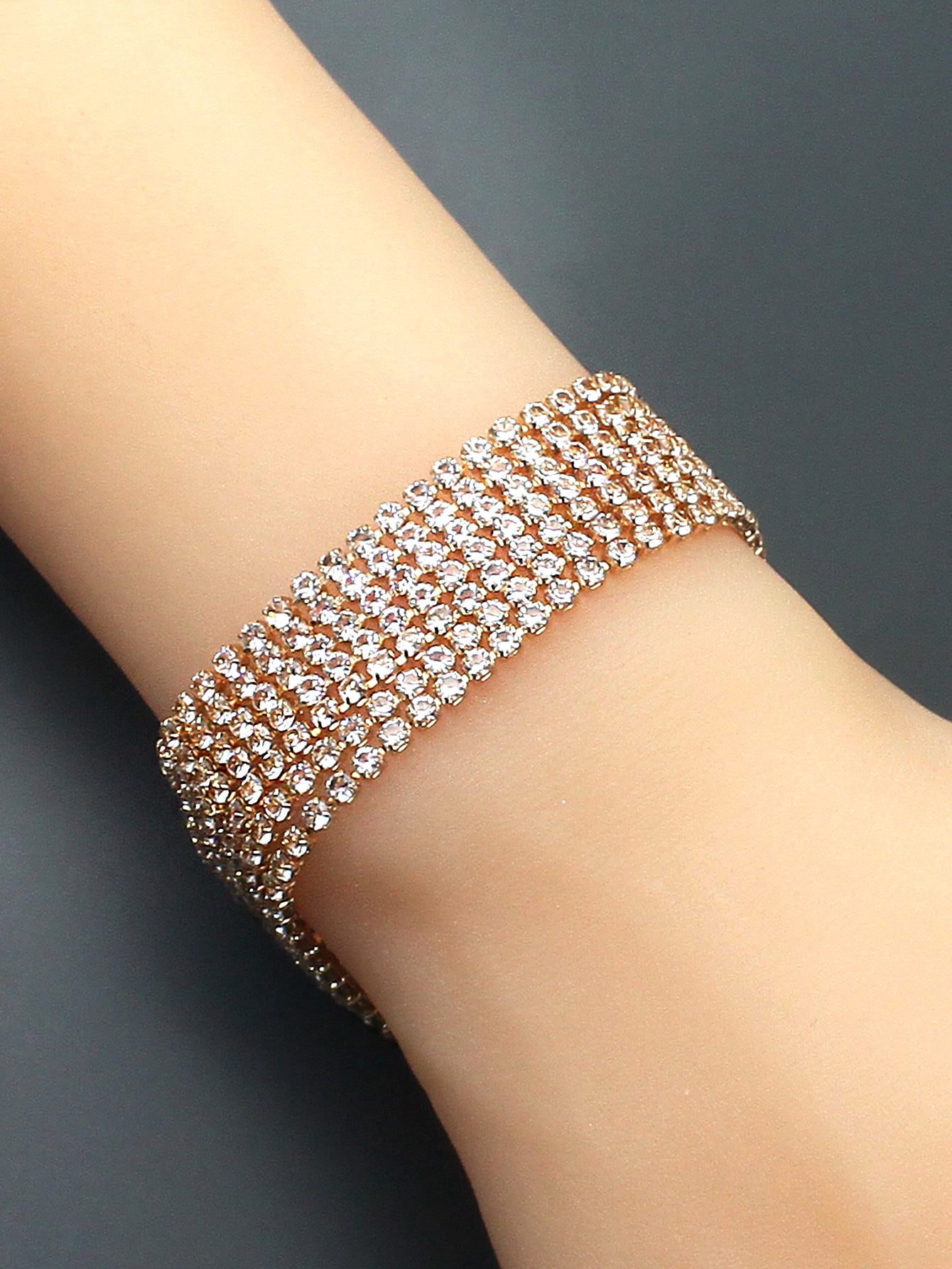 Rose gold Plated American Diamond Wraparound Bracelet