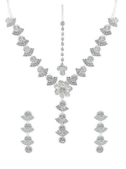 Silver Plated CZ-Studded Jewellery Set