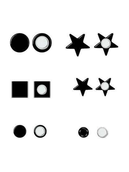 Pack of 6 Geometric Magnetic Stud Earrings