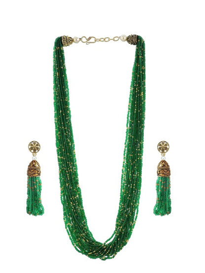 Green Beaded Jewellery Set