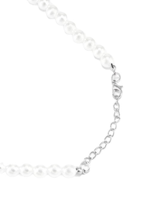 Silver Plated Pearl Beaded Moti Mala Necklace & Earrings