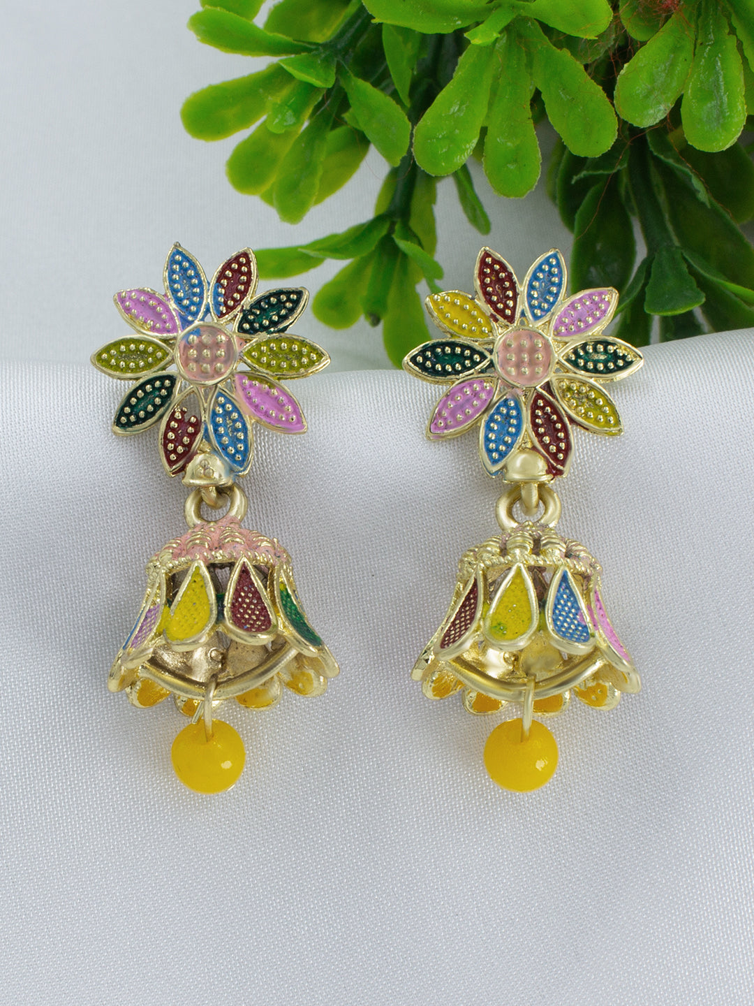 Pack of 2 Multicolor Floral Jhumki Earrings