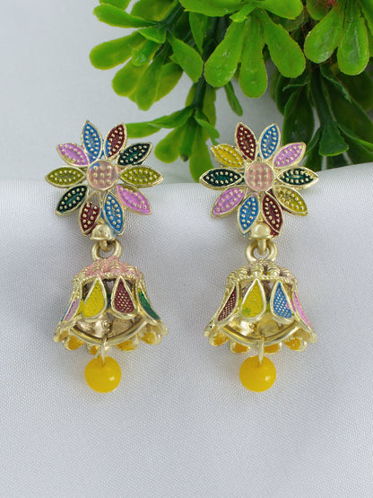 Pack of 2 Multicolor Floral Jhumki Earrings