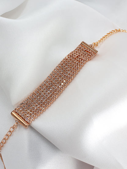 Rose gold Plated American Diamond Wraparound Bracelet