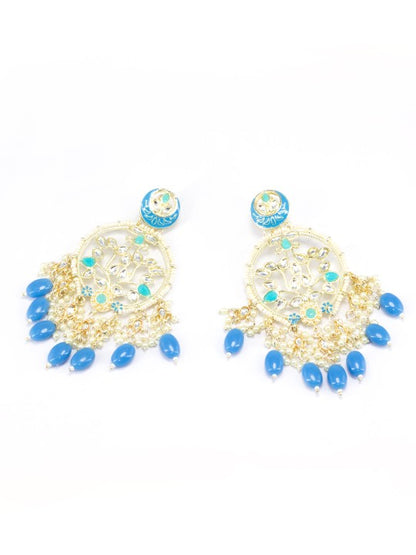 Blue Floral Beads Drop Earrings