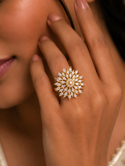 Gold Plated AD Finger Ring for Women