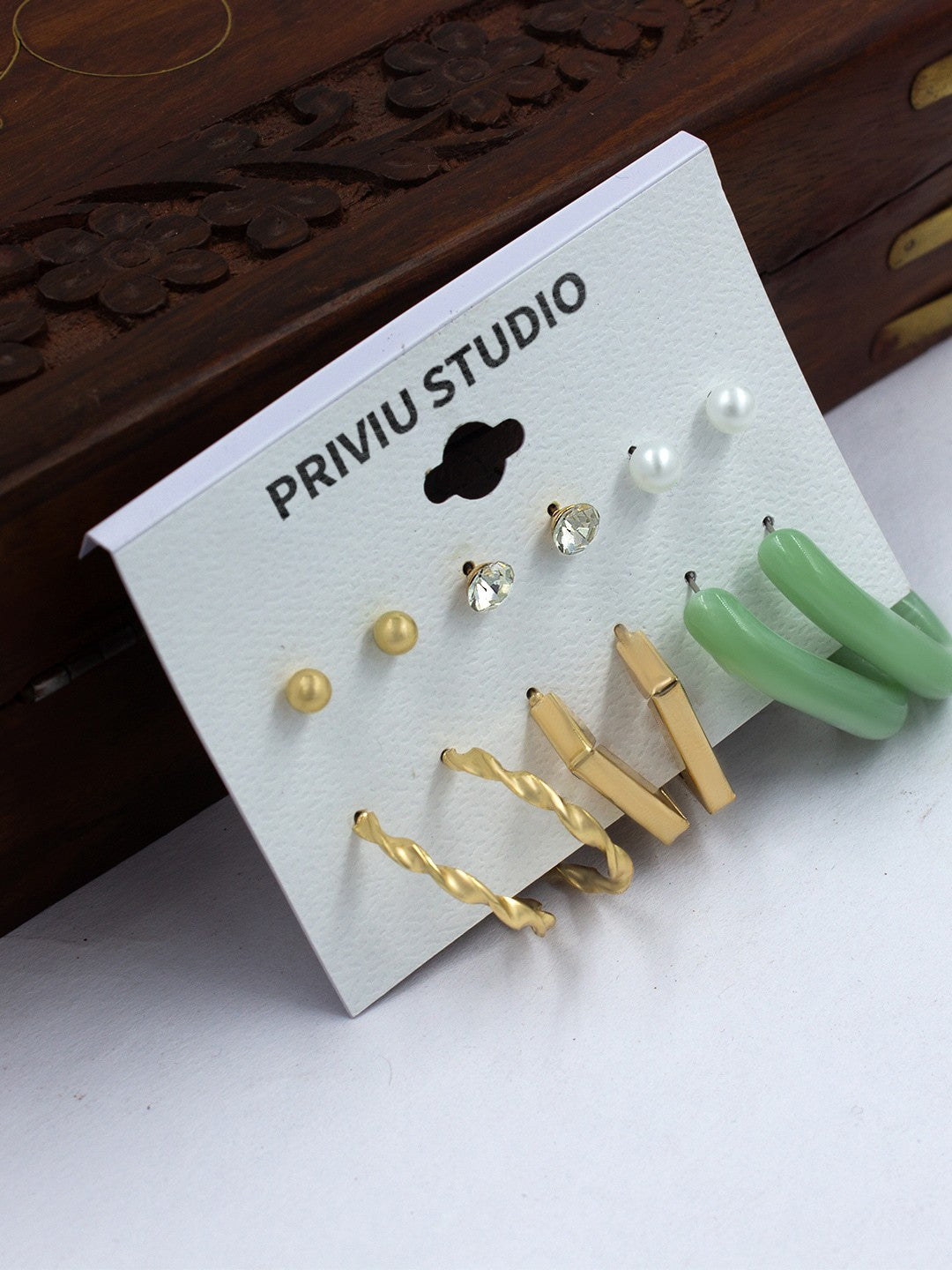 Pack of 6 Half Hoop & Stud Earrings