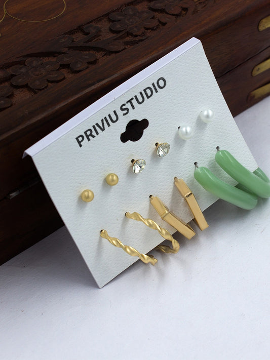 Pack of 6 Half Hoop & Stud Earrings