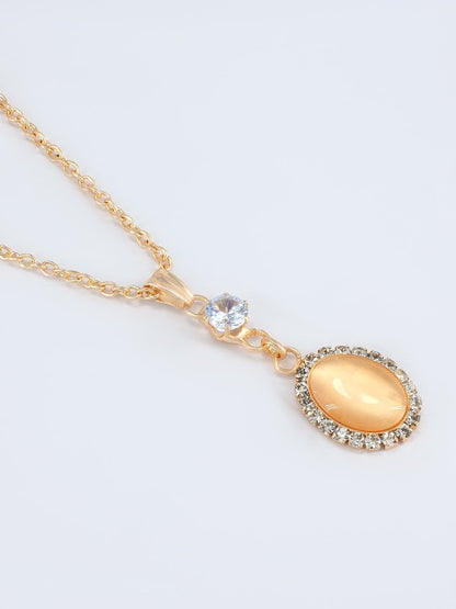Rose Gold-Plated Stone-Studded Pendant Set