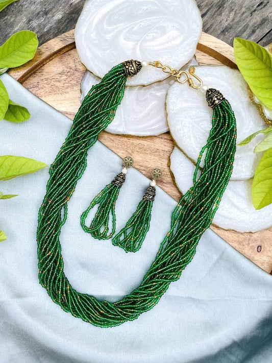 Green Beaded Jewellery Set