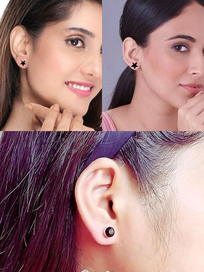 Pack of 6 Geometric Magnetic Stud Earrings