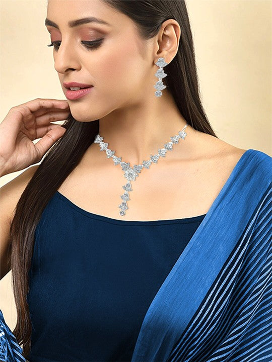 Silver Plated CZ-Studded Jewellery Set
