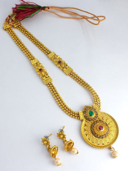 Gold-Plated Stone Studded Traditional Jewellery Set