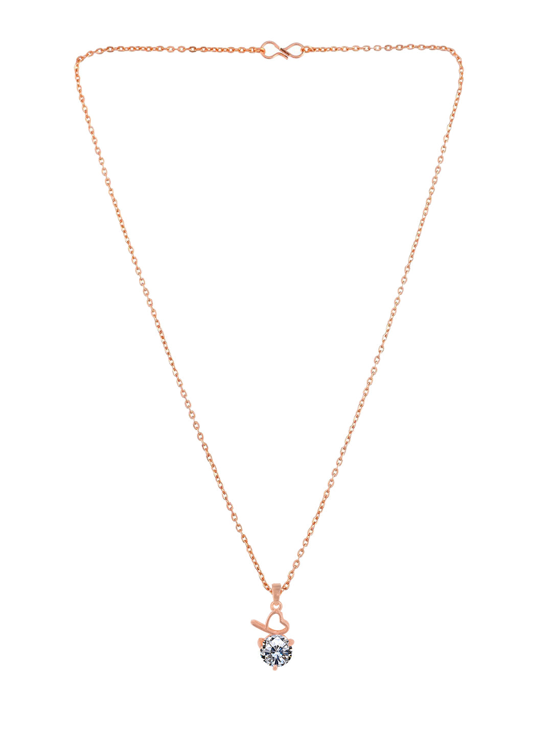 PRIVIU Rose Gold Plated Crystal Charm Pendant Chains Set for Girls (Pack of 5)