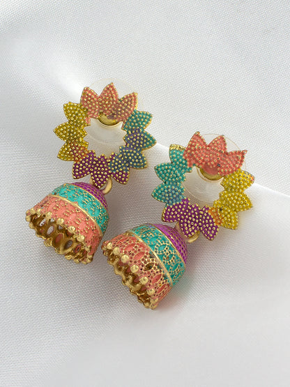 Pack of 2 Multicolor Floral Jhumki Earrings