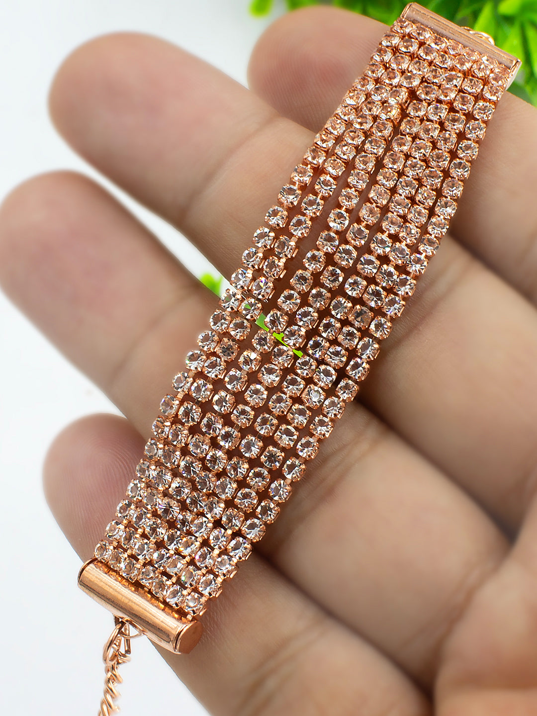 Rose gold Plated American Diamond Wraparound Bracelet