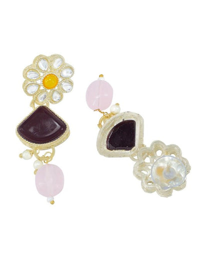 Gold Plated Artificial Stones and Beads Jewellery Set With Maangtika