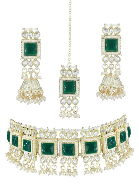 Green Kundan Choker Jewellery Set