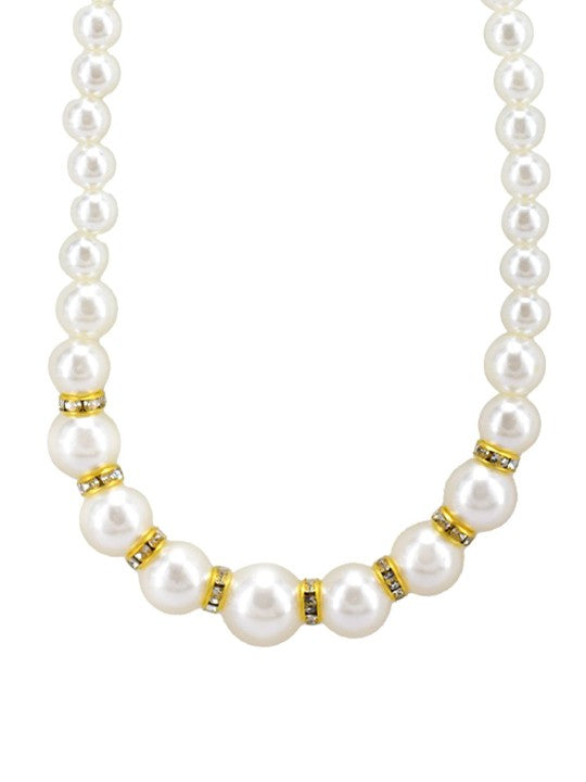 Gold Plated Pearl Beaded Moti Mala Necklace & Earrings