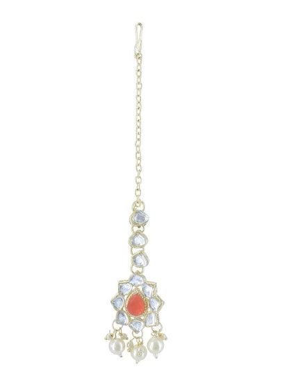 Gold-Plated Crystal Studded Jewellery Set With Maangtika