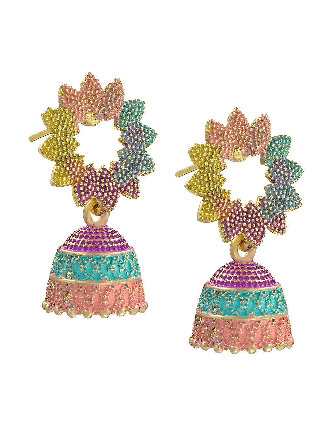 Pack of 2 Multicolor Floral Jhumki Earrings