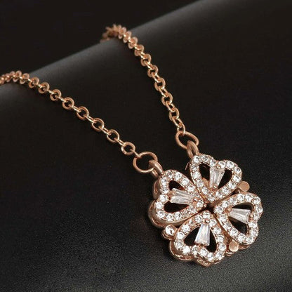 Rose Gold AD Magnetic Heart Trendy Necklace