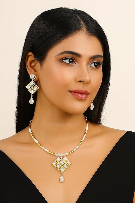 Gold Plated Designer AD Cocktail Jewellery Set