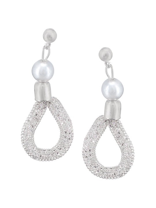 Silver-Plated CZ Studded & Pearl Baeded Jewellery Set