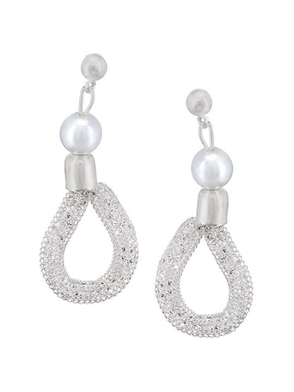 Silver-Plated CZ Studded & Pearl Baeded Jewellery Set