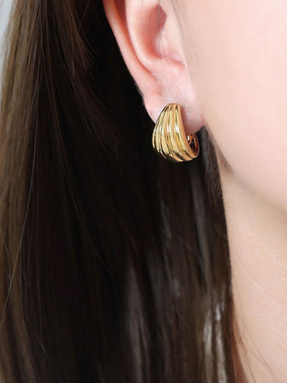 Gold Plated Chunky Doom Studs Earrings