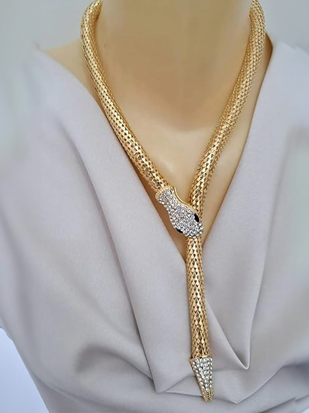 Serpent Gold Plated & Green Rhinestone 4 in 1 Necklace