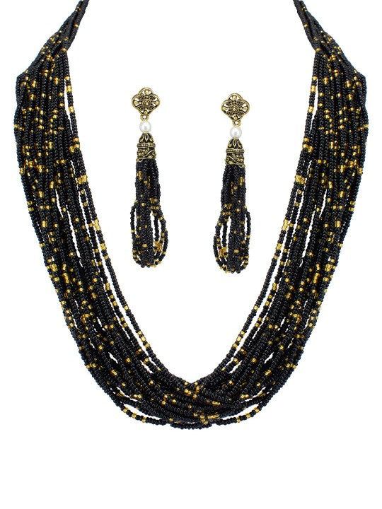 Black Beaded Jewellery Set