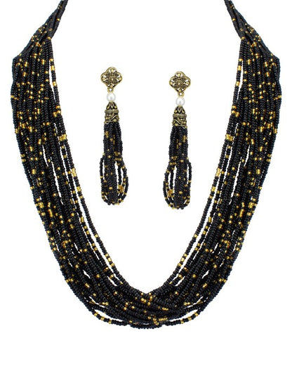 Black Beaded Jewellery Set