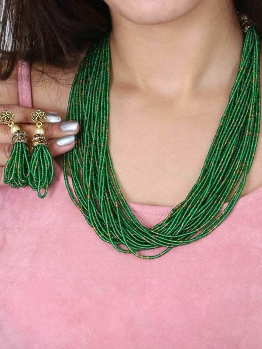 Green Beaded Jewellery Set