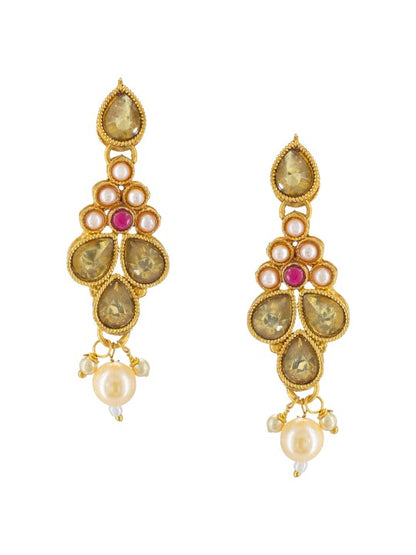 Gold Plated Kundan Studded Jewellary Set With Maangtika