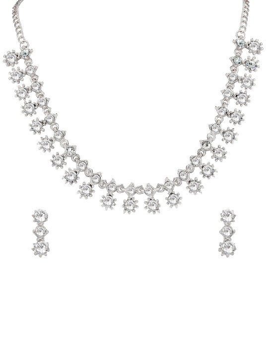 Silver Plated Stone Studded Jewellery Set