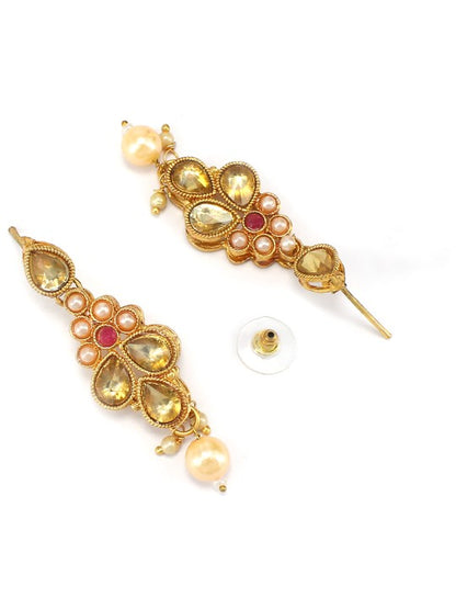 Gold Plated Kundan Studded Jewellary Set With Maangtika