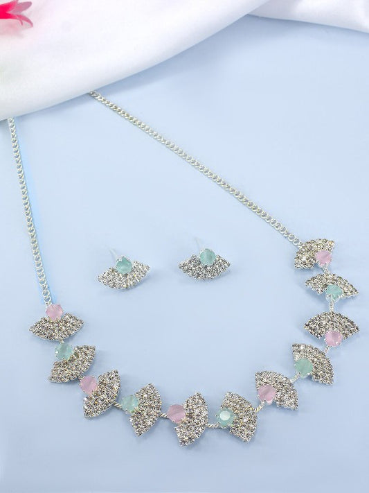 Silver Plated CZ-Studded Jewellery Set