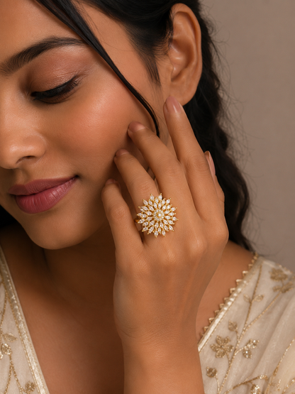 Gold Plated AD Finger Ring for Women