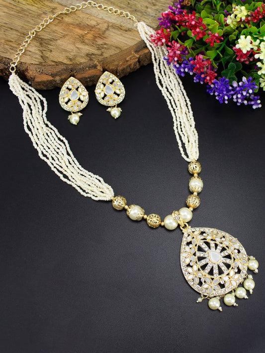 Artificial Stone & Beads Teardrop Jewellery Set